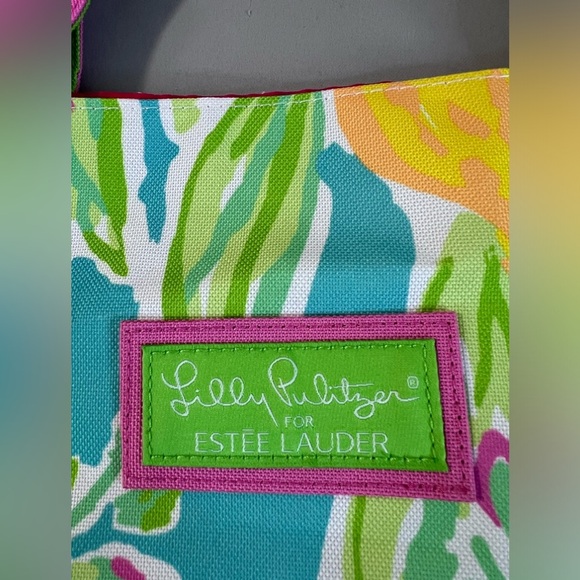 Lilly Pulitzer Tote‎ Bag  For Estee Lauder Pink Blue Yellow Green Lemon Beach - Picture 4 of 11